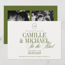 Invitación Elegante Corbata Verde Oliva Anuda 2 Foto Boda