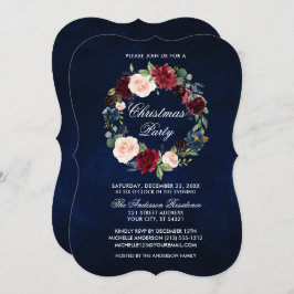 Invitación Elegante Corchete Fiesta de Navidades florales de