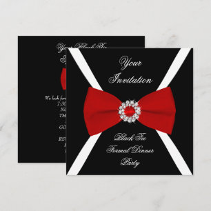 Invitación Elegante cordón rojo blanco negro