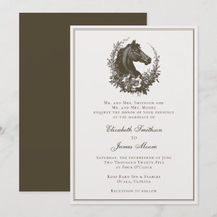 Invitación Elegante Corona de Caballo Ecuestre de Boda