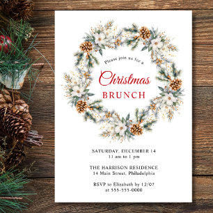 Invitación Elegante Corona de Invierno en Acuarela para Brunc