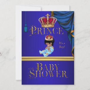 Invitación Elegante Corona de Príncipe Azul para Baby Shower 