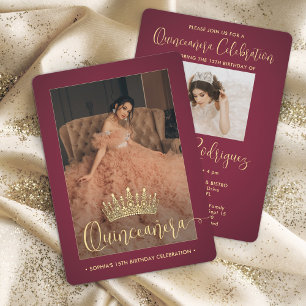 Invitación Elegante Corona de Quinceañera Moderna 2 Foto Borg