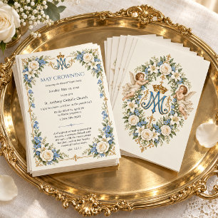 Invitación Elegante Coronación Mariana de Mayo Monograma Mari