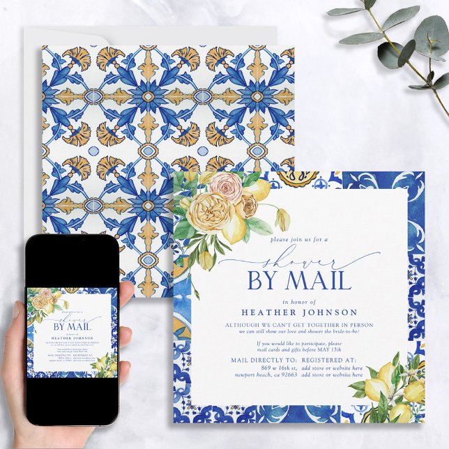 Invitación Elegante correo mediterráneo con ducha de novia co (Subido por el creador)