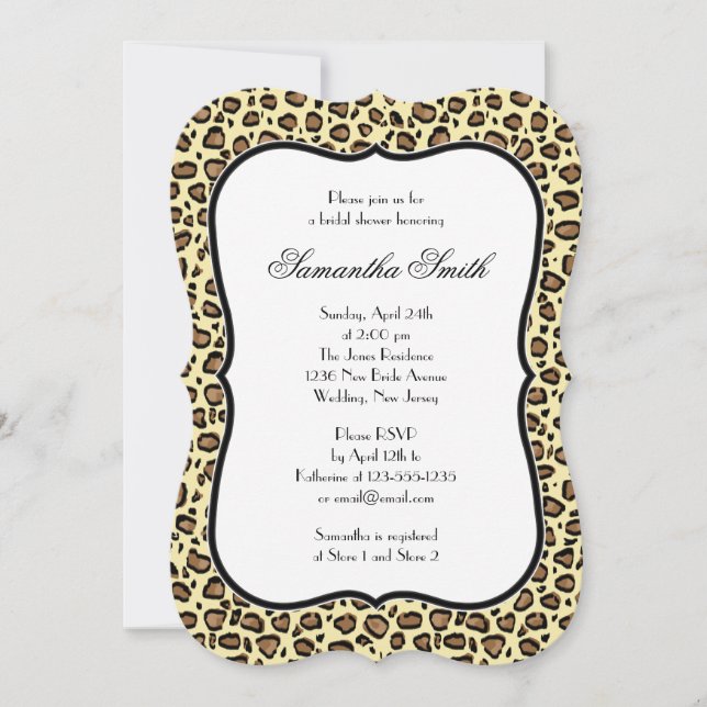 Invitación Elegante cortadora de novias para animales leopard (Anverso)