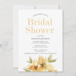 Invitación Elegante Cortina de color amarillo Floral Bridal S