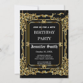 Invitación Elegante cosecha de oro negro 40 cumpleaños