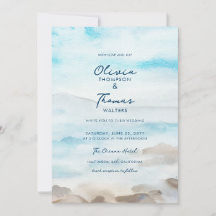 Invitación Elegante Costa Rocosa Mist Ocean Sea Beach Wedding