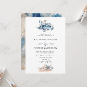 Invitación Elegante Costero de Concha de Acuarela