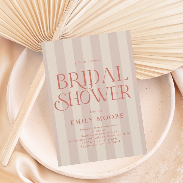 Invitación Elegante Country Club Stripes Bridal Shower (Subido por el creador)