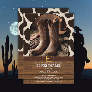 Invitación Elegante Cowgirl Boots Baby Shower