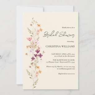 Invitación Elegante Cream Boho Wildflowers Bridal Shower