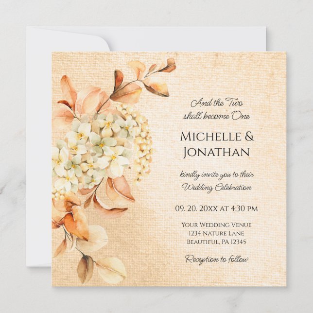 Invitación Elegante Cream Hydrangea Boda cristiano floral (Anverso)