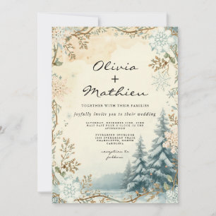 Invitación Elegante Cream Winter Woodland Floral Boda