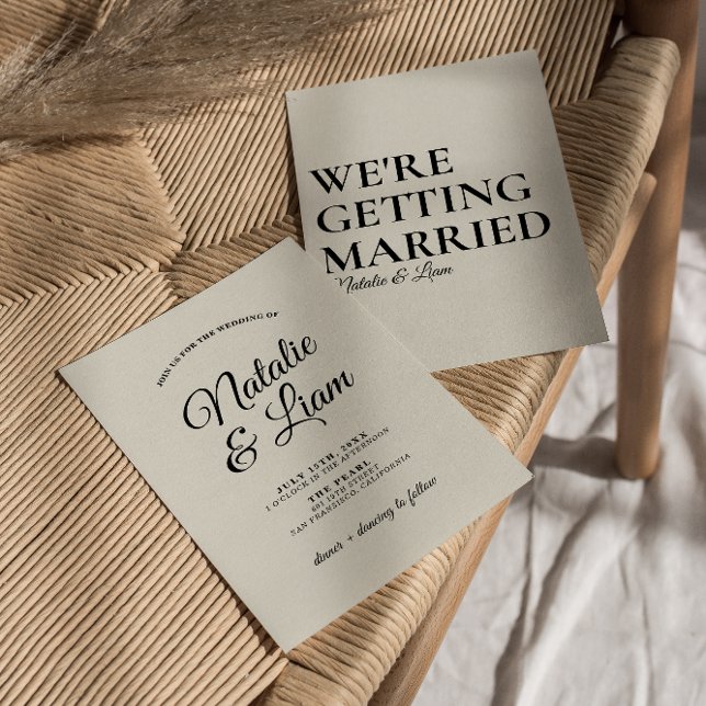 Invitación Elegante Creamy Retro Fun audaz Boda moderno (Subido por el creador)