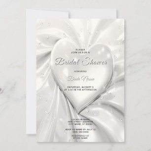 Invitación Elegante Crema Blanca Corazón Bridal Ducha Invitac