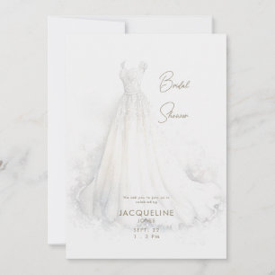 Invitación Elegante Crema Boda Vestido Bridal Shower