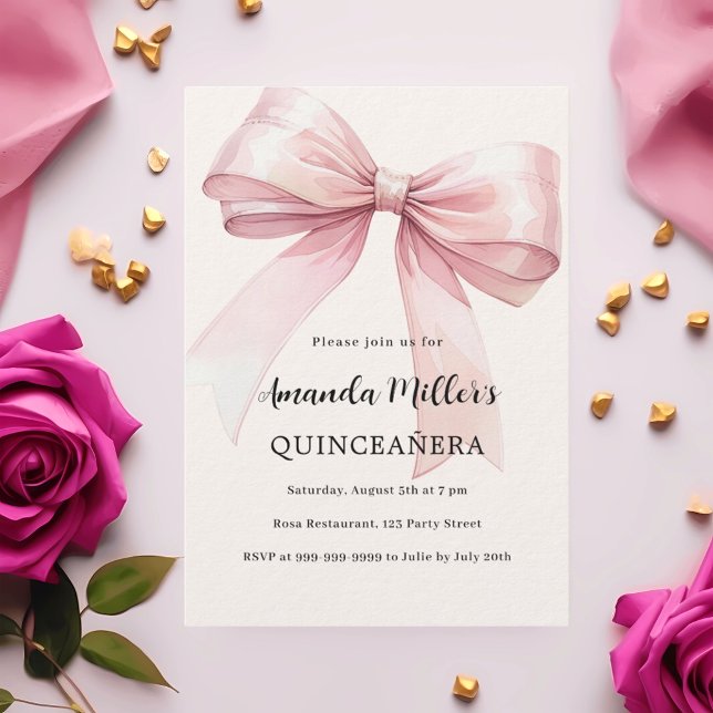 Invitación Elegante crema de arco rosa Quinceanera (Subido por el creador)