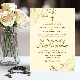 Invitación Elegante crema de marfil y Boda católico moderno d