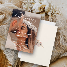 Invitación Elegante Crema Floral Boho El Boda De La Foto