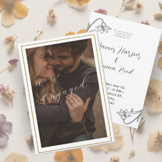 Invitación elegante crema moderna foto floral