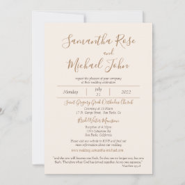 Invitación Elegante Crema Romántica De Marfil Frente Al Boda 