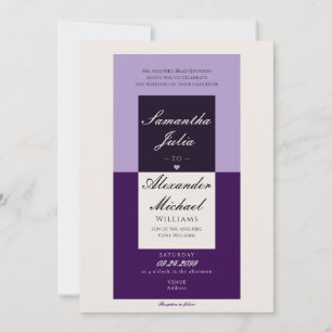 Invitación Elegante Crema Sencilla Real Boda de Lavanda Púrpu