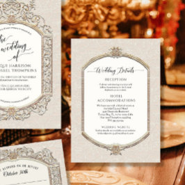 Invitación Elegante crema vintage de marfil y detalles Boda d