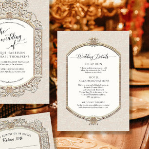 Invitación Elegante crema vintage de marfil y detalles Boda d