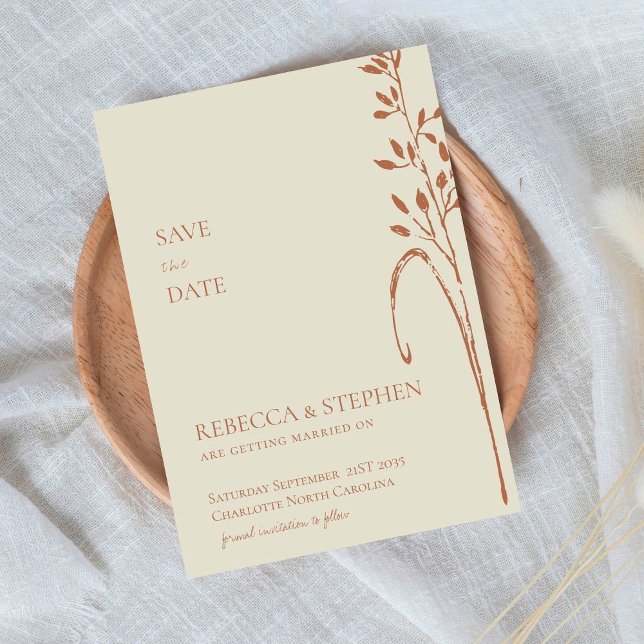 Invitación Elegante crema y terracota boho ahorra la fecha (Subido por el creador)