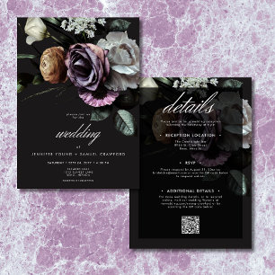 Invitación Elegante Crepúsculo Moody Floral Amueblada A Dos L