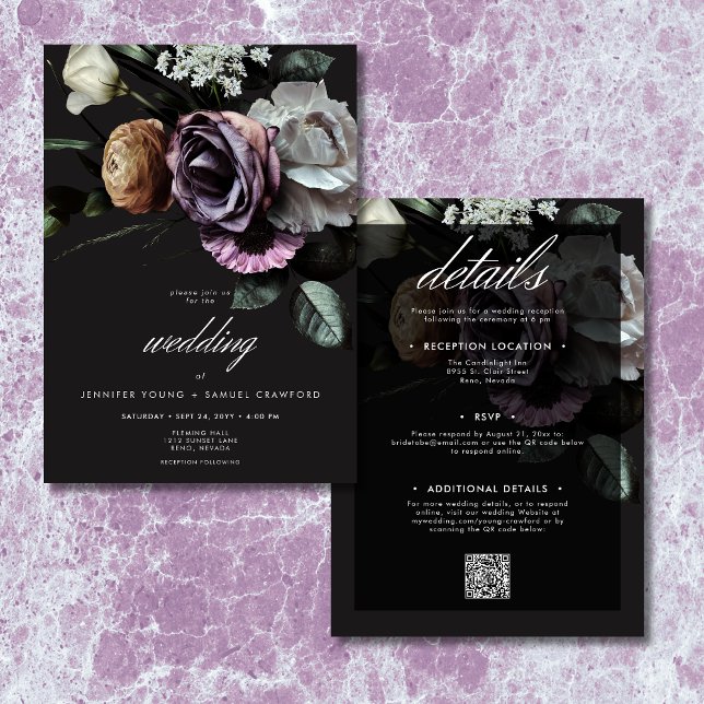 Invitación Elegante Crepúsculo Moody Floral Amueblada A Dos L (Subido por el creador)