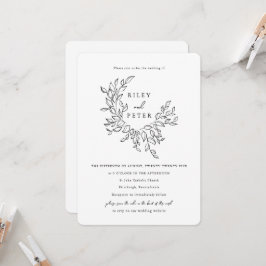 Invitación Elegante Cresta Botánica con Código de RSVP Boda