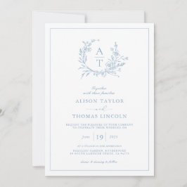 Invitación Elegante cresta de flor silvestre azul polvoriento