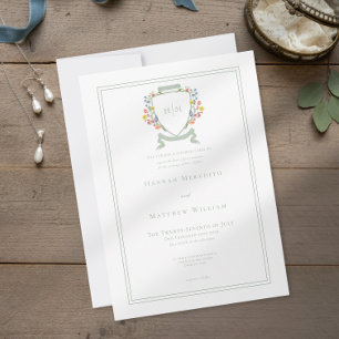 Invitación Elegante Cresta de Flor Silvestre Pastel en Tono P