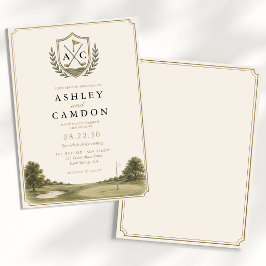 Invitación Elegante Cresta de Golf Monograma Boda