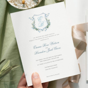 Invitación Elegante Cresta de Monograma Floral Formal Bodas
