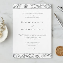 Invitación Elegante Cresta de Pájaro Chinoiserie Negra para B