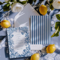Elegante Cresta Floral Azul con Espalda Rayada de