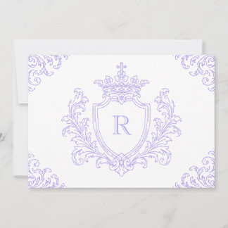 Invitación Elegante Cresta Heráldica de Monograma de Lavanda