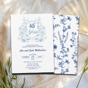 Invitación Elegante Cresta Vintage 45º Aniversario de Boda