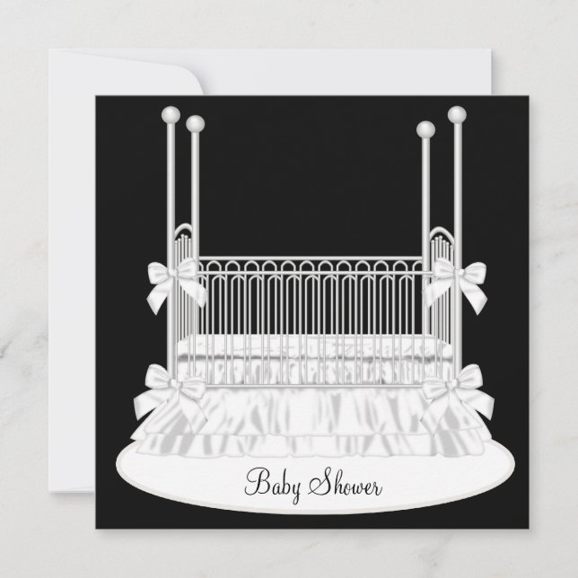 Invitación Elegante Crib Black White Baby Shower (Anverso)