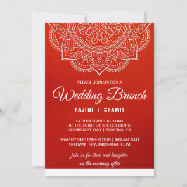Invitación Elegante Crimson blanco Paisley Boda Brunch