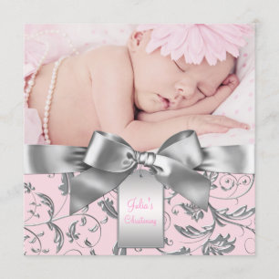 Invitación Elegante cristalización rosa y gris