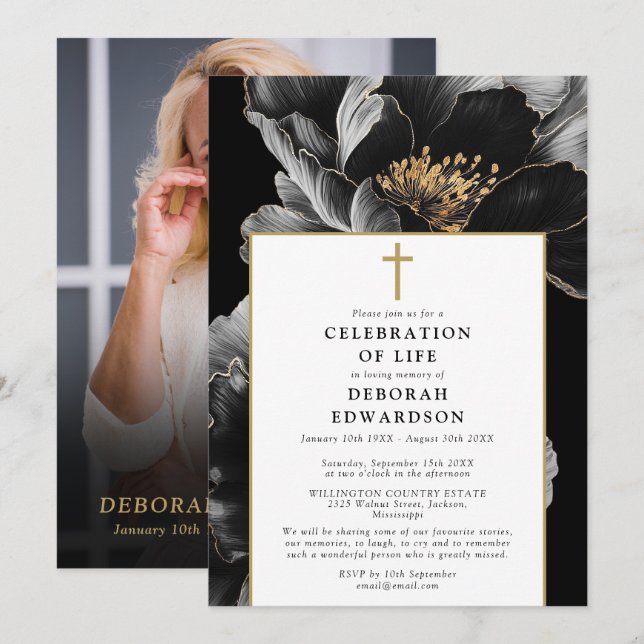 Invitación Elegante Cristiano Moderno Celebración De La Vida  (Anverso / Reverso)