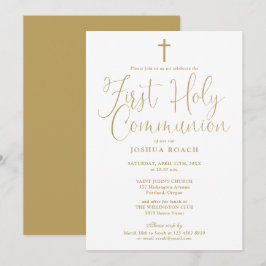 Invitación Elegante Crítica del Oro Primera Comunión Sagrada