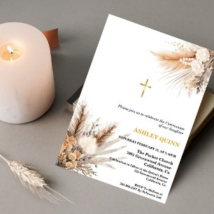 Invitación Elegante Cruce de Grasa Pampas Primera Comunión