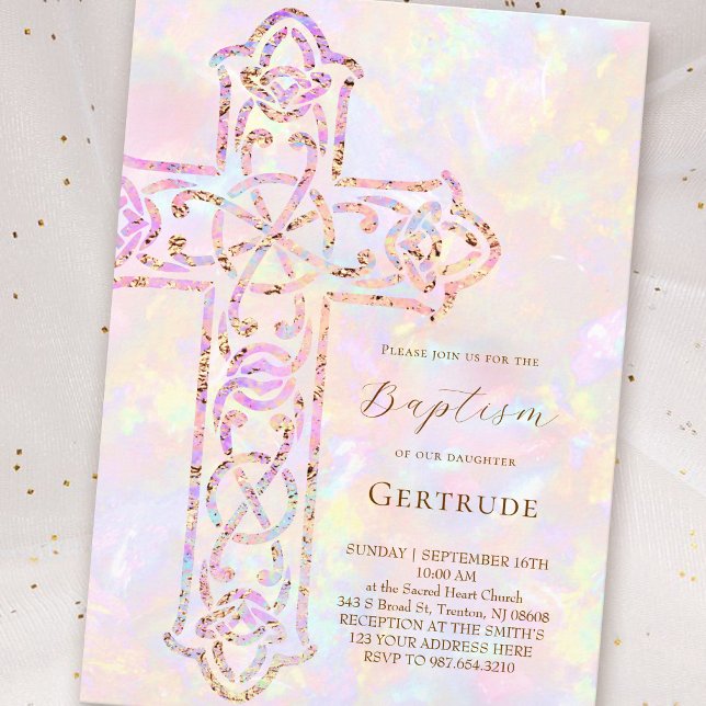 Invitación elegante cruz Bautismo (Subido por el creador)
