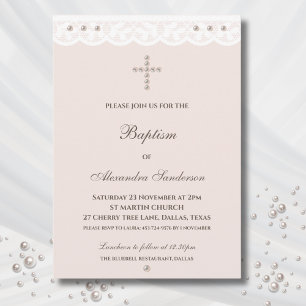 Invitación Elegante Cruz Bautizo Cristiano Bautismo